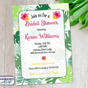 Braut Shower Einladung 5"x7" Tropical | Liebe | Hochzeit | Braut | Feiern | Hawaii | Florale Einladungskarte | Druckbare | Druck zu Hause