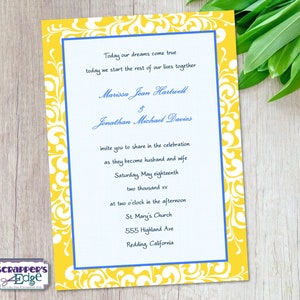 Invitación de boda 5 "x7" Flourish Border / Invitación de boda con RSVP / Tarjeta de invitación / Juegos de tarjetas de boda / Imprimible / Imprimir en casa