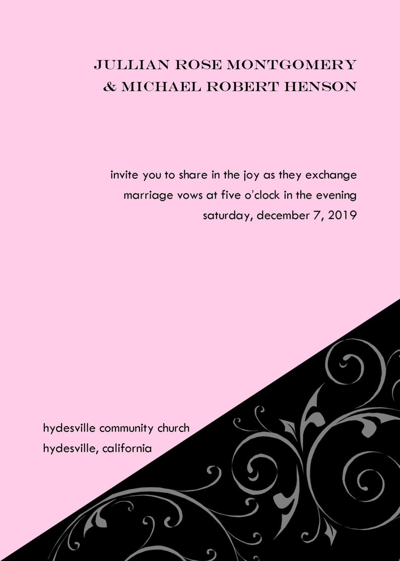 Triangle In the Corner Wedding Invitation 5x7 Custom Digital Card /& RSVP Postcard