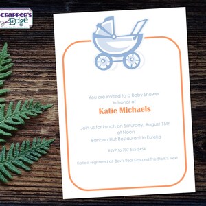 Baby Shower Uitnodiging 5 "x7" Baby Buggy | Uitnodiging | Douche | Babyshower Printable | Thuis printen | Vier | Douche Uitnodigen | Baby