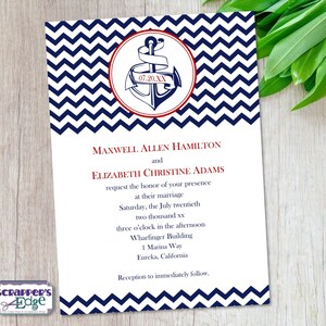 Hochzeitseinladung 5"x7" Anker | Maritime | Hochzeitseinladung mit RSVP | Einladungskarte | HochzeitskartenSets | Druckbare | Druck zu Hause