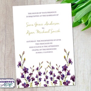 Invitación de boda 5 "x7" Flores de acuarela / Floral / Botánica / Invitación de boda con RSVP / Tarjeta de invitación / Conjuntos de tarjetas de boda