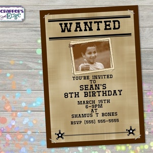 Geburtstagseinladung 5"x7" WANTED Poster | Landkarte | Party | Geburtstag druckbar | Druck zu Hause | Party Einladung | Geburtstagsfeier |