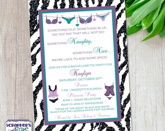Bachelorette Party Invitation 5"x7" Lingerie and Zebra | Print Bachelorette | Wedding | Bride | Celebrate | Card | Printable | Print at Home