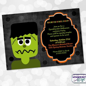 Halloween Party Einladung 7"x5" Goofy Frankenstein | Happy Halloween | Gruselige | Druck zu Hause | Halloween Party | Druckbare | Feier
