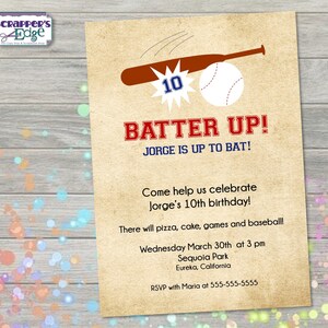 Invitación de cumpleaños 5 "x7" Batter Up! / Invitación de béisbol / Fiesta / Cumpleaños Imprimible / Imprimir en casa / Invitación a la fiesta / Fiesta de cumpleaños /