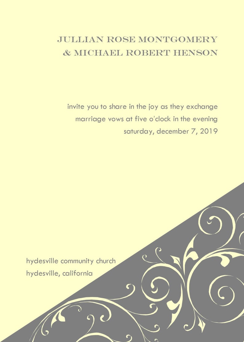 Triangle In the Corner Wedding Invitation 5x7 Custom Digital Card /& RSVP Postcard