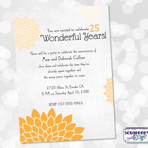 Invitation d’anniversaire 5"x7 » Big Summery Flowers | | Anniversay Célébration | Dahlia | Printemps | carte d’invitation | | imprimable Imprimer à la maison