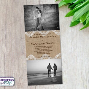 Huwelijksuitnodiging 9.25 "x4" Foto's | Foto's toevoegen | Huwelijksuitnodiging met RSVP | Uitnodigingskaart | Trouwkaart sets | Thuis afdrukken