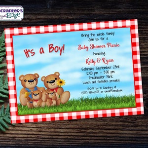 Invitación Baby Shower 7"x5" Picnic Party / It's a Boy / Shower / Baby Shower Imprimible / Print at Home / Celebrate / Shower Invite / Baby