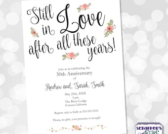 Anniversary Invitation 5”x7” Still In Love After All These Years | Anniversay | Flowers | Love | Invitation Card | Printable | Print at Home