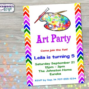 Geburtstagseinladung 5"x7" Art Party | Kreative Einladung | Party | Geburtstag druckbar | Druck zu Hause | Party Einladung | Geburtstagsfeier | Kunst