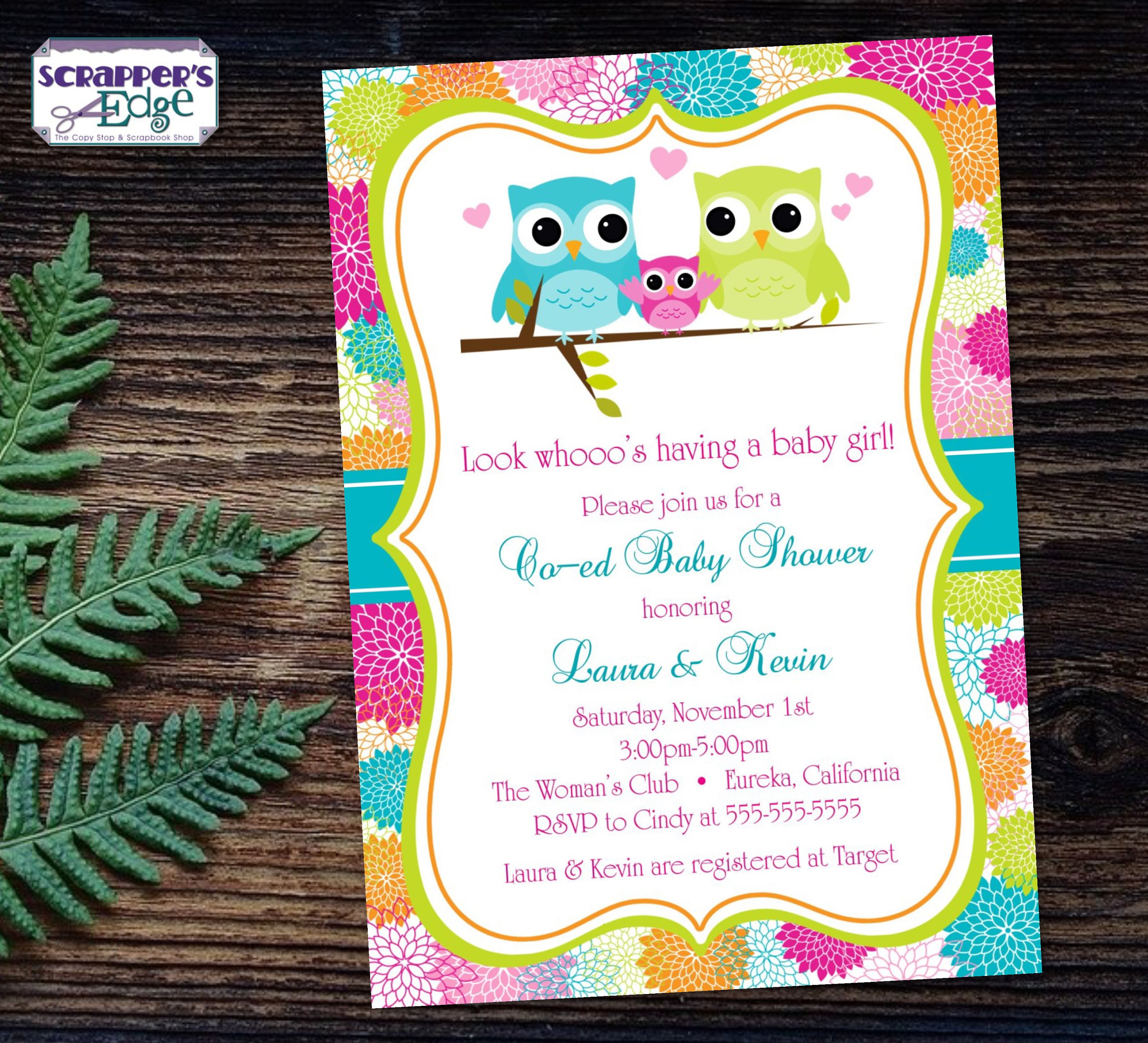 Baby Shower Invitation 5"x7" Co-Ed Owls | Invitation | Shower | Baby Shower Printable | Print at Home | Celebrate | Shower Invite | Baby