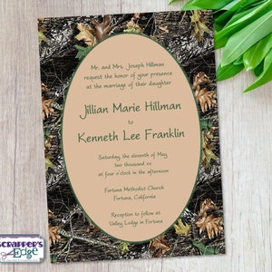 Invitación de boda 5"x7" Camo / Camuflaje / Invitación de boda con RSVP / Tarjeta de invitación / Juegos de tarjetas de boda / Imprimible / Imprimir en casa
