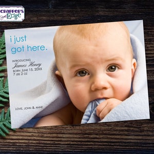 Annonce de bébé 7 « x5 » Je viens d’arriver ici | | d’invitation Annonce | Baby Shower Imprimable | Imprimer à la maison | Célébrez | Bonjour bébé | Bébé