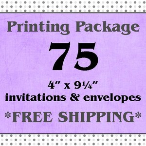 75 Recto, pleine couleur 4 « x9.25 » / messages d'Invitations et enveloppes