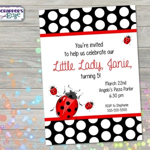 Geburtstagseinladung 5"x7" Lady Bug | Tier Einladung | Party | Geburtstag druckbar | Print Home | Party Einladung | Geburtstagsfeier | Marienkäfer