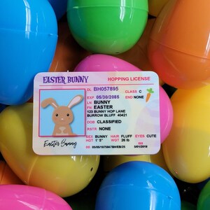 Easter Bunny Hopping License  |  Easter Bunny  | License  |  Plastic Card  |  Bunny Card  |  Driver License  |  Hopping License