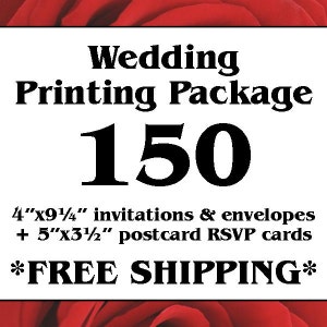 150 Einseitig Full Color 4 "x9.25" Hochzeit Einladungen und Umschläge, 5 "x3.5" Doppel-RSVP Karten