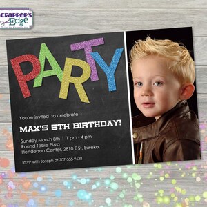 Invitación de cumpleaños 7 "x5" brillante con foto / Invitación para niños / Fiesta / Cumpleaños imprimible / Imprimir en casa / Invitación a la fiesta / Fiesta de cumpleaños