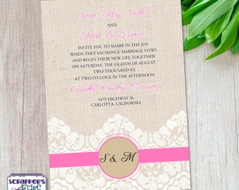 Wedding Invitation 5”x7” Lace | Vintage | Wedding Invitation with RSVP | Invitation Card | Wedding Card Sets | Printable | Print at Home