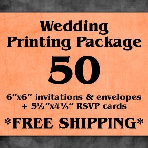 50 Einseitig, voller Farbe 6 "x 6" Hochzeit Einladungen und Umschläge, 5,5 "x4.25" Doppel-RSVP Karten