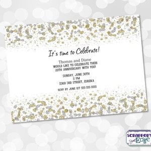 Invitation anniversaire 7"x5 » Il est temps de célébrer | | Anniversay | d’éclaboussures de paillettes | scintillants carte d’invitation | | imprimable Imprimer à la maison