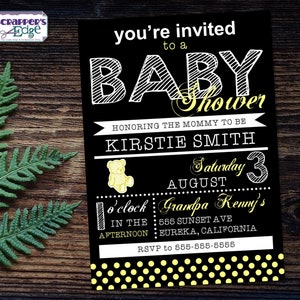 Invitación Baby Shower 5"x7" Polka Dot Chalk / Chalk Board / Shower / Baby Shower Imprimible / Print at Home / Celebrate / Shower Invite /