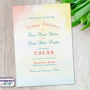 Invitación de boda 5 "x7" Acuarela, simple / Invitación de boda con RSVP / Tarjeta de invitación / Juegos de tarjetas de boda / Imprimible / Imprimir en casa