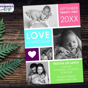 Annonce de bébé 7"x5 » Coup de foudre | | d’invitation Annonce | Baby Shower Imprimable | Imprimer à la maison | Célébrez | Bébé est là