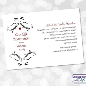 Invito anniversario 7"x5" Le nostre vite insieme ricominciano questo giorno / Celebrazione / Rinnovamento / Elegante / Semplice / Stampabile / Stampa a casa