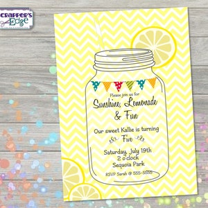 Geburtstagseinladung 5"x7" Lemonade and Fun | Einladung | Party | Geburtstag druckbar | Druck zu Hause | Party Einladung | Geburtstagsfeier | B-Day
