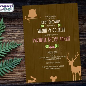 Baby Shower Uitnodiging 5"x7" Woodland Animal | Uitnodiging | Douche | Babyshower Printable | Thuis printen | Vier | Douche Uitnodigen | Baby
