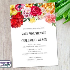 Hochzeitseinladung Aquarell Blumen | Florale | Botanische | Hochzeitseinladung mit RSVP | Einladungskarte | HochzeitskartenSets