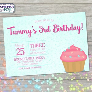 Geburtstagseinladung 7"x5" Cupcake | Süßigkeiten | Cupcake Einladung | Party | Geburtstag druckbar | Druck zu Hause | Party Einladung | Geburtstagsparty