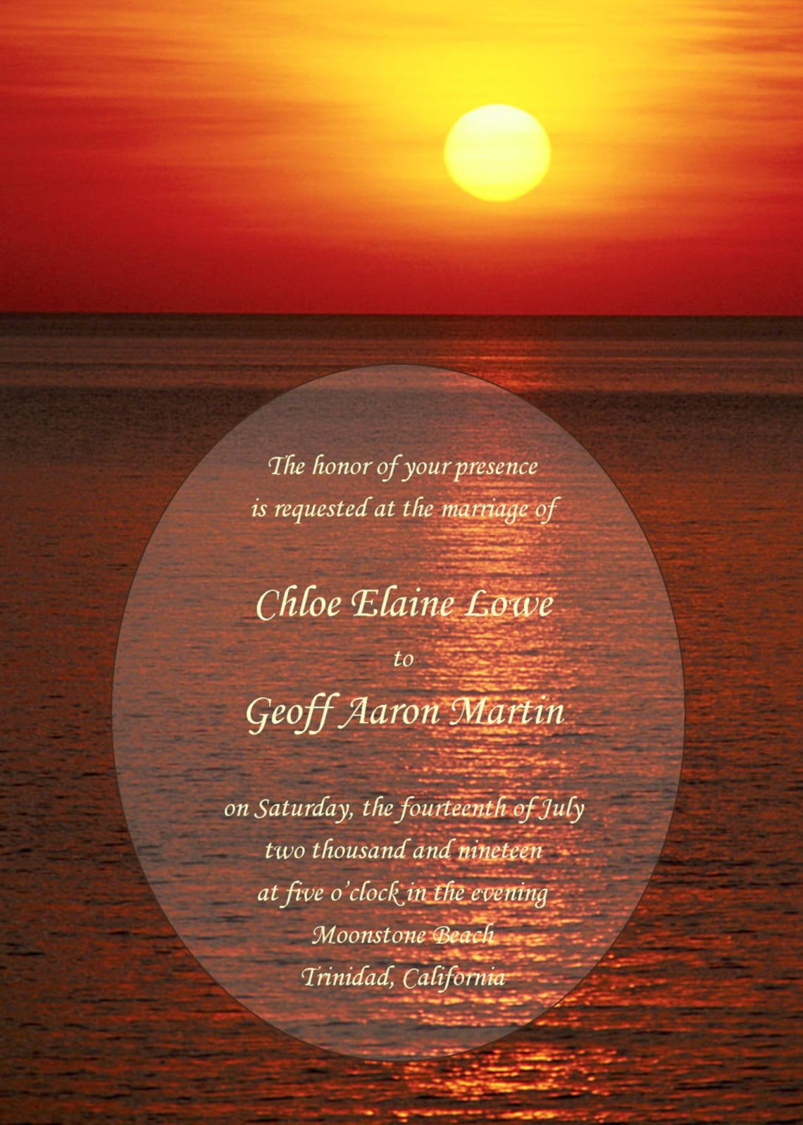 Beach Sunset Wedding Invitation 5x7 Custom Digital Etsy