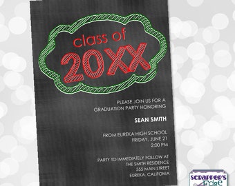 Graduation Invitation 5"x7" Chalkboard 'Class Of' | Graduation Card | Senior Class | Printable Card | Print at Home | Celebration | Graduate