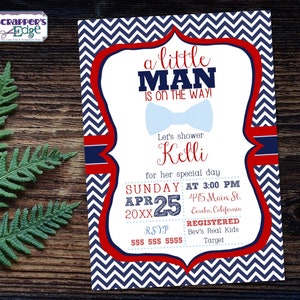Baby Shower Uitnodiging 5 "x7" Little Man is op weg | Uitnodiging | Douche | Babyshower Printable | Thuis printen | Douche Uitnodigen | Baby