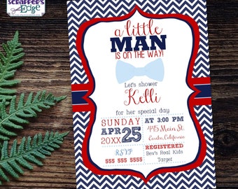 Baby Shower Invitation 5&quot;x7&quot; Little Man is on the Way | Invitation | Shower | Baby Shower Printable | Print at Home | Shower Invite | Baby