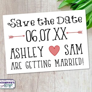 Save the Date 5"x7" Herz und Pfeil | Fotokarten | Save the Date | Hochzeit | Feiern | Einladungskarten | Druckbare | Druck zu Hause