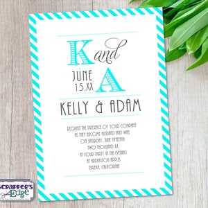 Hochzeitseinladung 5"x7" Streifenrand | Hochzeitseinladung mit RSVP | Einladungskarte | HochzeitskartenSets | Druckbare | Druck zu Hause