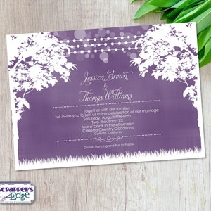 Invito di nozze 7x5 Lights & Trees Silhouette, All'aperto / Invito di nozze con RSVP / Biglietto d'invito / Set di biglietti di nozze / Stampabile