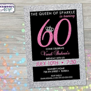Geburtstagseinladung 5"x7" Queen of Sparkle | Einladung | Party | Geburtstag druckbar | Druck zu Hause | Party Einladung | Geburtstagsfeier | B-Day