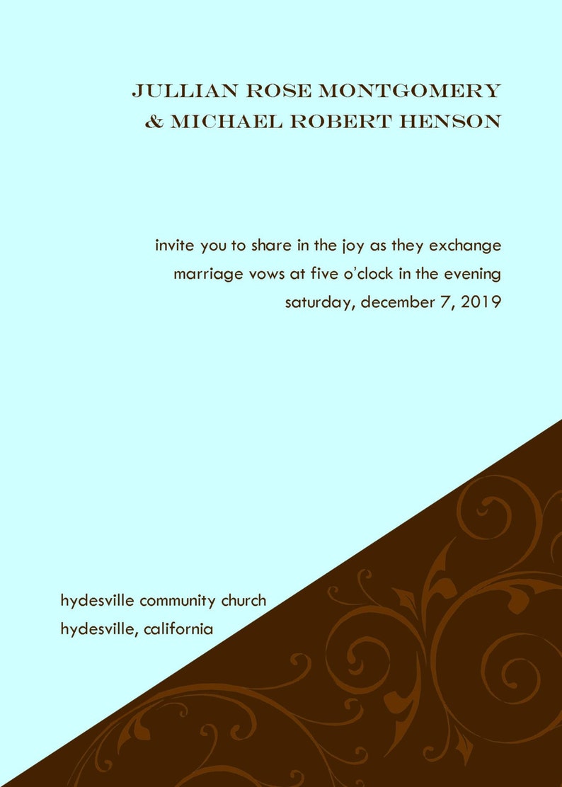 Triangle In the Corner Wedding Invitation 5x7 Custom Digital Card /& RSVP Postcard