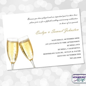 Invitation d’anniversaire 7 « x5 » Célébration élégante | | Anniversay Verre de champagne | | de bague | rose carte d’invitation | | imprimable Imprimer à la maison