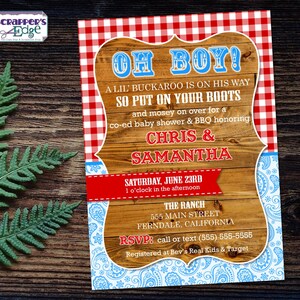 Baby Shower Einladung 7"x5" Co-Ed Cowboy | Einladung | Dusche | Baby Shower Printable | Druck zu Hause | Feiern | Shower Invite | Baby