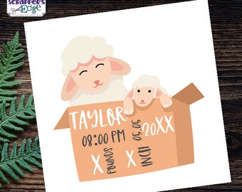 Baby Announcement 7"x7" Momma Sheep and Lamb | Invitation | Announcement | Baby Shower Printable | Print at Home | Celebrate | Shower Invite