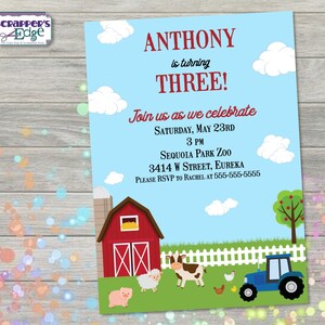 Birthday Invitation 5&quot;x7&quot; Farm Yard Animals | Kids Invitation | Party | Birthday Printable | Print at Home | Party Invite | Birthday Party |