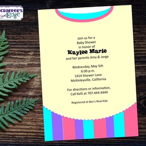 Baby Shower Uitnodiging 5"x7" Baby Slabbetje |  Leuke uitnodiging | Douche | Babyshower Printable | Thuis printen | Vier | Douche Uitnodigen | Baby