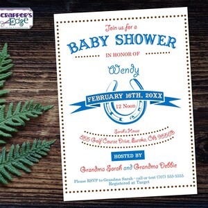 Baby Shower Uitnodiging 5"x7" Horseshoe Baby | Uitnodiging | Douche | Babyshower Printable | Thuis printen | Vier | Douche Uitnodigen | Baby